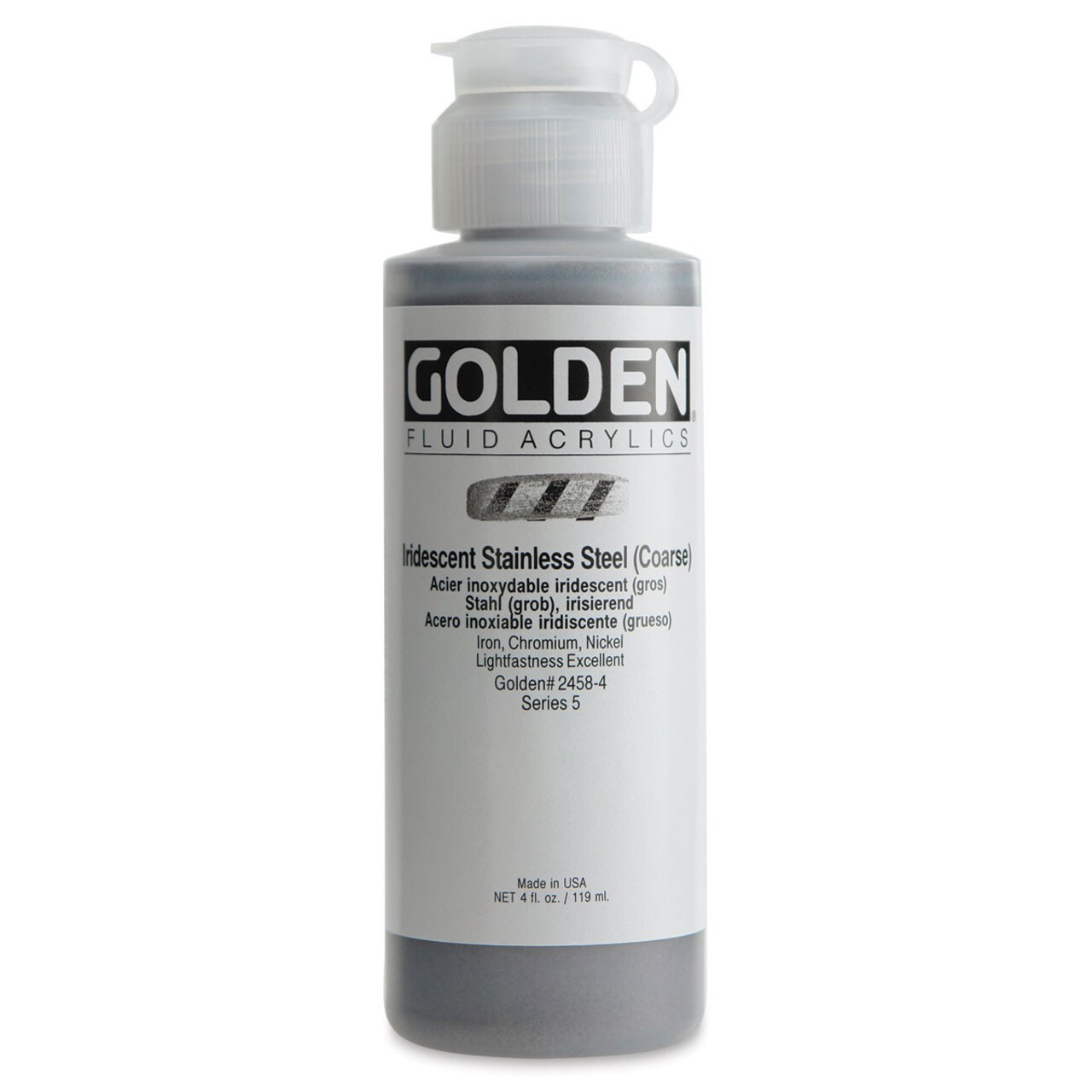 Golden Fluid Acrylics - Iridescent Stainless Steel, 4 oz bottle